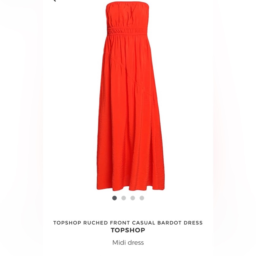 SOLD!! Topshop red midi dress. Very beautiful and light weight. Size large- NWT